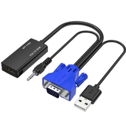 VGA to HDMI Adapter Cable VGA Male VGA Male to HDMI Female Converter Computer to TV with Audio HDMI Adapter