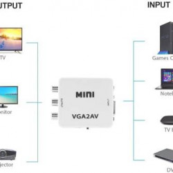 VGA to AV|RCA Mini Video Cable with 3.5mm Audio Aux Cable Media Streaming Device Converter