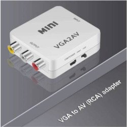 VGA to AV|RCA Mini Video Cable with 3.5mm Audio Aux Cable Media Streaming Device Converter