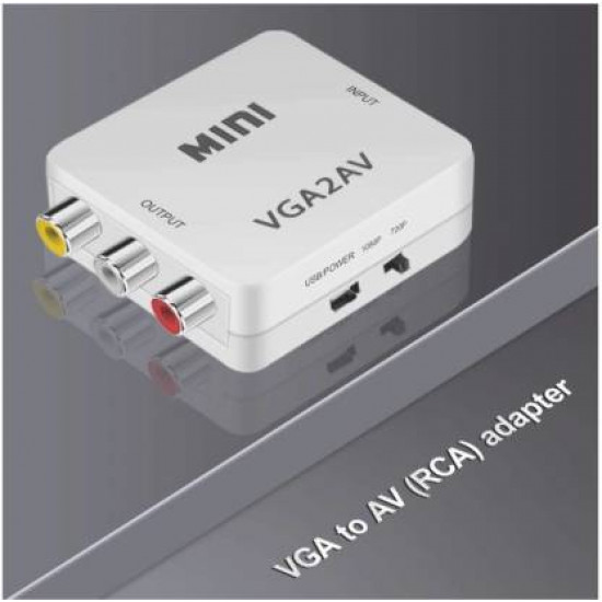 VGA to AV|RCA Mini Video Cable with 3.5mm Audio Aux Cable Media Streaming Device Converter