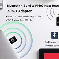 USB WiFi Bluetooth Adapter Wireless Network External Receiver  for PC|Laptop|Desktop Mini WiFi Dongle
