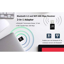 USB WiFi Bluetooth Adapter Wireless Network External Receiver  for PC|Laptop|Desktop Mini WiFi Dongle