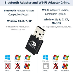 USB WiFi Bluetooth Adapter Wireless Network External Receiver  for PC|Laptop|Desktop Mini WiFi Dongle USB WiFi Bluetooth Adapter Wireless Network External Receiver  for PC|Laptop|Desktop Mini WiFi Dongle