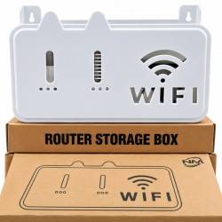 WiFi Router Storage Holder Adhesive Space Saving Plastic Shelf Box Wall Mount