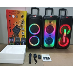 Portable Wireless Party 5000W 8" Dual Woofer with Mic Remote Chargeable Bluetooth Speaker