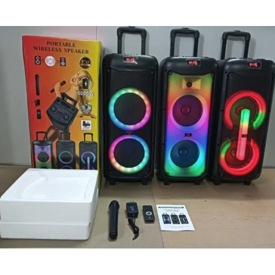 Portable Wireless Party 5000W 8" Dual Woofer with Mic Remote Chargeable Bluetooth Speaker Portable Wireless Party 5000W 8" Dual Woofer with Mic Remote Chargeable Bluetooth Speaker