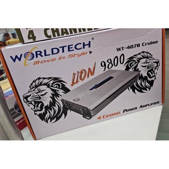 Worldtech WT‑4078 Cruise 4 Channel Lion 9800 BEAT BOOST Power Car Amplifier