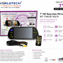 Worldtech WT-7185 BT 7-Inch Mirror Monitor Car Rearview