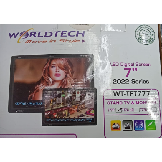 Worldtech 7 inch Screen TFT777U/22 USB / AV / HDMI / RCA / VGA LCD MONITOR LED TV