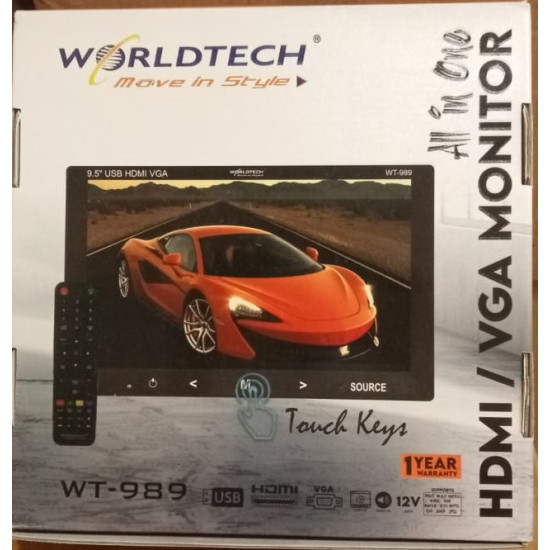 Worldtech 9 inch Screen 9.5 WT-989 AV / RCA/HDMI/VGA LCD Monitor LED Portable TV