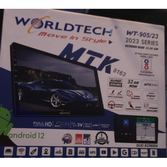 Worldtech WT-905 MTK 9 Inch USB Wifi GPS 4GB/32GB Full HD Double Din Car Stereo Android Player