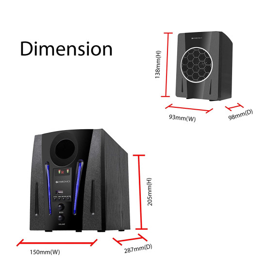 Zebronics ZEB-BT2750RUF Wireless Bluetooth USB, AUX, FM & Remote Multimedia Speaker