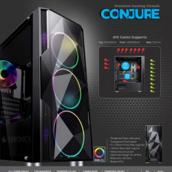 ZEBRONICS Zeb-Conjure Premium Gaming PC Chassis Tempered Glass Panel MultiColor ATX Computer Cabinet