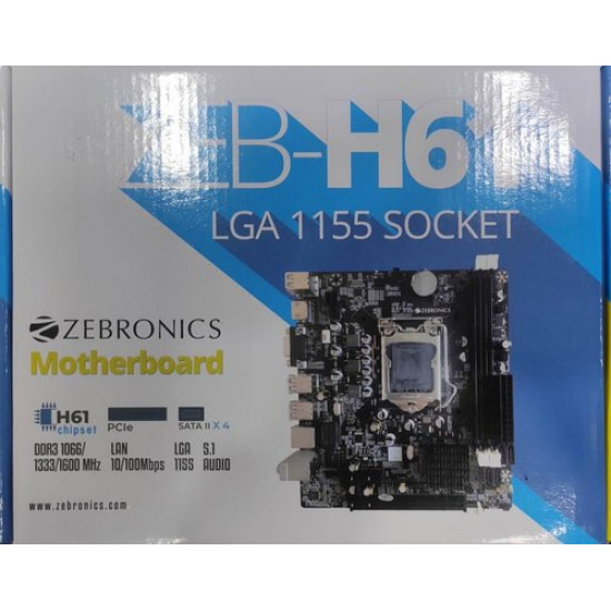 Zebronics Zeb-H61 Intel H61 LGA1155 2nd|3rd Gen DDR3 Desktop Computer Motherboard
