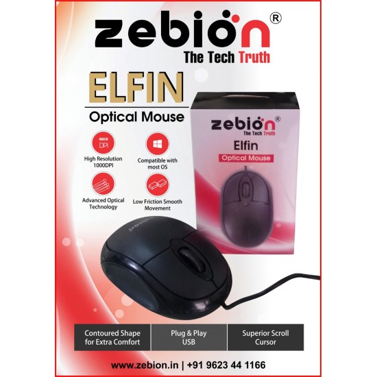 Zebion USB Mouse Elfin Regular Desktop Wired Mouse