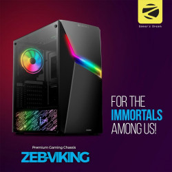 Zebronics Zeb Viking Premium Gaming Chassis with Tempered Glass Side Panel|Multi Color Cooling Fans PC Cabinet