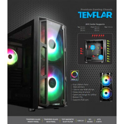ZEBRONICS Zeb-Templar Premium Gaming PC Chassis RGB LED Fans MultiColor ATX Computer Cabinet