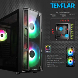 ZEBRONICS Zeb-Templar Premium Gaming PC Chassis RGB LED Fans MultiColor ATX Computer Cabinet
