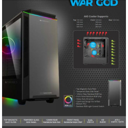 ZEBRONICS Zeb-Wargod Premium Gaming PC Chassis RGB LED Fan Tempered Glass Panel MultiColor ATX Computer Cabinet