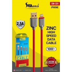 SM Gold Zinc High Speed Fast USB Charging Speed Data Sync Cable for iPhone, iPad, iPod Devices 2.5A Charging Cable SM Gold Zinc High Speed Fast USB Charging Speed Data Sync Cable for iPhone, iPad, iPod Devices 2.5A Charging Cable