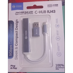 Zoook C-Hub iU43 2 in 1 USB Hub 3.0 type c to usb ultra-highspeed Hub